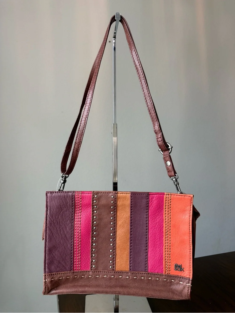 THE SAK Iris Multi Colored Leather 3-way Demi Clutch Crossbody Shoulder Bag